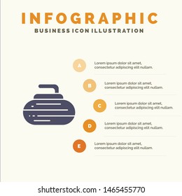 Bowls, Curling, Equipment, Sport Solid Icon Infographics 5 Steps Presentation Background. Vector Icon Template background