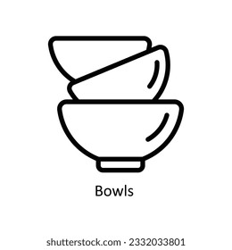 Bowls  Vector   outline Icon Design illustration. Kitchen and home  Symbol on White background EPS 10 File