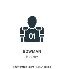Bowman glyph icon vector on white background. Flat vector bowman icon symbol sign from modern hockey collection for mobile concept and web apps design.
