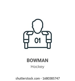 Icono de vector de contorno de Bowman. Icono de tazón negro de línea delgada, ilustración de elemento simple vector plano del concepto de hockey editable trazo aislado sobre fondo blanco