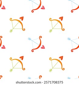 Bows with arrows seamless pattern. For Valentine s Day designs, wrapping paper, greeting cards