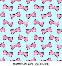 Bows or bow tie. Pop-art pattern. Delicate blue pattern. Summer design. TREND COLORS.
