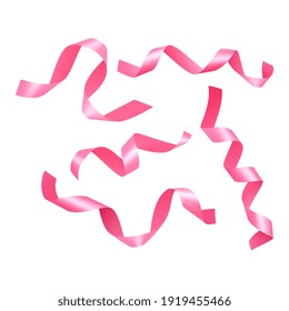 Bows and curly ribbons. festive elements for wrapping gift box, birthday present or invitation card design, vector eps 10 format