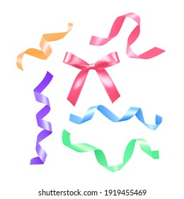 Bögen und Bänder mit geschmeidiger Hautfarbe. festliche Elemente zum Umpacken von Geschenkbox, Geburtstagsgeschenk oder Einladungskartendesign, Vektor eps10-Format