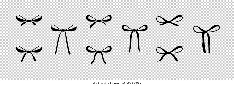 Bows of different complexity, for design or for decoration. A set of bows.
