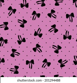 Bows and Dots Seamless Pattern
