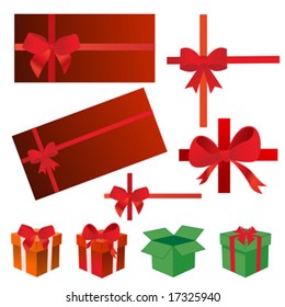 bows, gift boxes, ribbons vector illustration