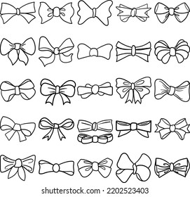 Bows Hand Drawn Doodle Line Art Stock Vector (Royalty Free) 2202523403 ...