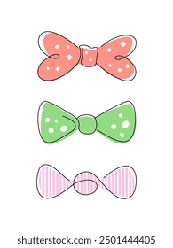 Bows illustration. Vector illustration. Sketch style drawing. Cartoon style.