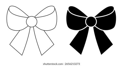 Arcos aislados sobre un fondo blanco. Dibujo de contorno y silueta. Silueta negra con contorno blanco. Ilustración vectorial, icono lineal, Plantilla para la decoración.