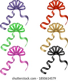 Bows Multi-colored. Set of realistic holiday gifts bow.  New Year, Christmas, decorative elements for birthday. Vector illustration