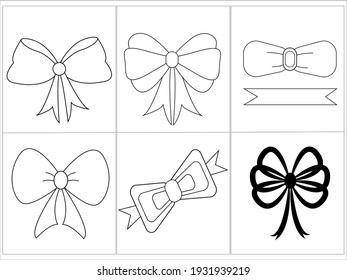 Bows on white background vector decorative design elements 