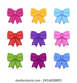 Bows. Ribbon bow collection. Bowknot for decoration, big set of bowtie.