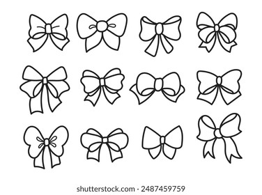 Bows, ribbon hand drawn vector design