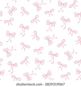 Bows ribbon seamless pattern. Vector illustration pink bow. Design for packaging.