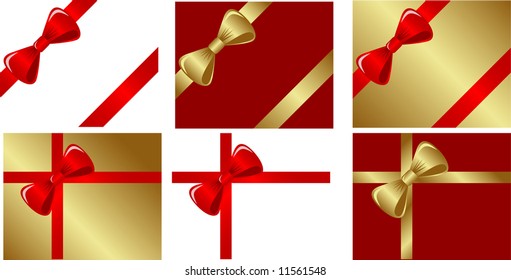 Bows and ribbon. Vector illustration.