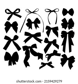 Bows, ribbons. Black and white illustration, silhouette. Gift. svg