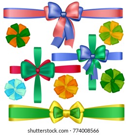 bows, ribbons a different set, lots of bows, decorations