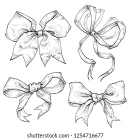 Bows Ribbons Hand Drawn Set Collection Stock Vector (Royalty Free ...