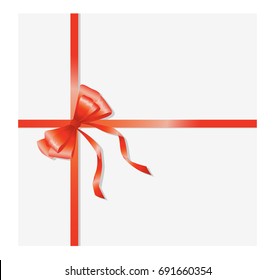Bows and ribbons on white background. Holiday decoration for cards and gifts.