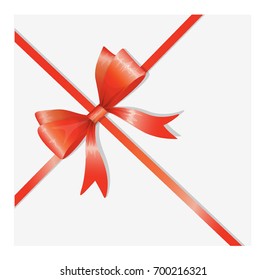 Bows and ribbons on white background. Holiday decoration for cards and gifts.