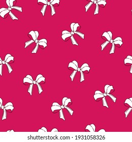Bows and ribbons. Ornament for fabric, printing, clothing, home decoration, textiles, packaging, gifts. Seamless vector illustration.