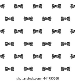 Bows ribbons scribble sketch seamless pattern background. Hand drawn vector illustration.