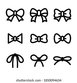 Bows with ribbons vector set isolated from the background.