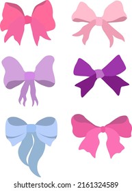 Bows Set isolated Vector illustration on white background.