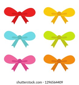 Bows. Set of bows. Multi Colored bows on a white background. Vector illustration. EPS 10.