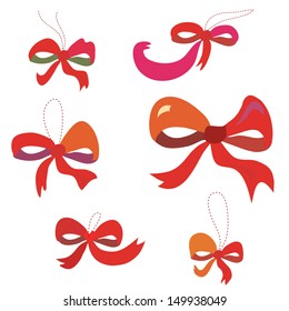 Bows set in red colors funny design