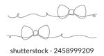 Bows single line art vector drawings. Abstract minimal one line divider or border illustration isolated on white background.