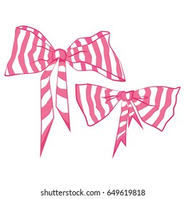 Bows, stripes on a white background. Vector illustration.