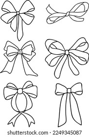 Bows Vector Clip Art, Black and White
