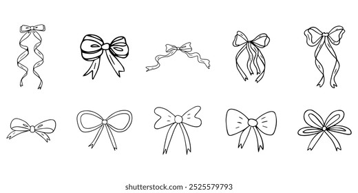 bows vector minimalist hand drawn illustration. Perfect for greeting cards, wedding invitations, poster design, postcards, branding, logo design, background.