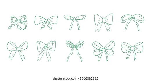 bows vector minimalist hand drawn illustration. Perfect for greeting cards, wedding invitations, poster design, postcards, branding, logo design, background.