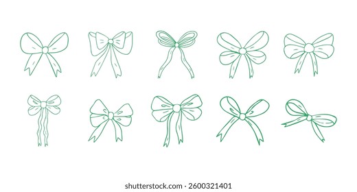 bows vector minimalist hand drawn illustration. Perfect for greeting cards, wedding invitations, poster design, postcards, branding, logo design, background.