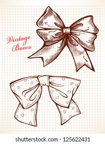 Bows,  vintage hand-drawn vector illustration