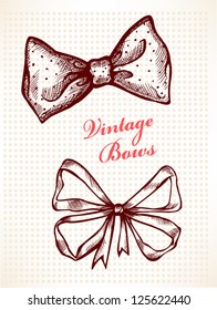 Bows,  vintage hand-drawn vector illustration