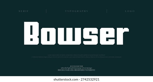 Bowser, Creative digital modern minimal logo alphabet font. Typography abstract minimalist sans serif typeface technology, electronic, sport, music, creative logos fonts. vector illustration
