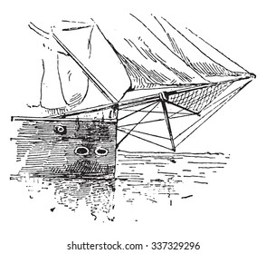 Bowsprit, vintage engraved illustration. Dictionary of words and things - Larive and Fleury - 1895.