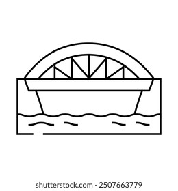 bowstring bridge line icon vector. bowstring bridge sign. isolated contour symbol black illustration