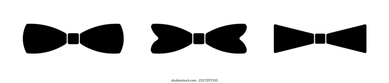 Bowtie of black vector icon. Vintage necktie, design for any purposes.