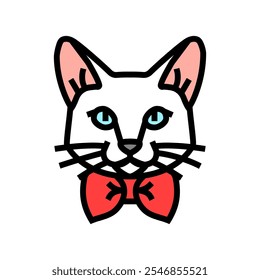 Vector de icono de color de cría de gato de pajarita. signo de cría de gato de pajarita. ilustración de símbolo aislado