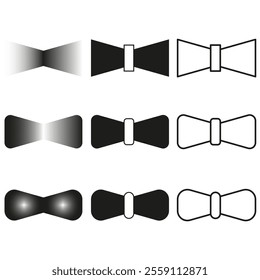 Bowtie collection icon. Formal accessory vector. Elegant black tie. Decorative gradient shapes.