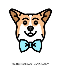 bowtie cão cor ícone vetor. bowtie cão sinal. símbolo isolado ilustração