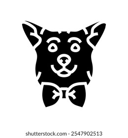 bowtie cão glifo ícone vetor. bowtie cão sinal. símbolo isolado ilustração