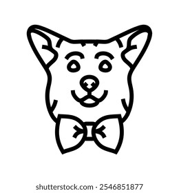 bowtie cão linha ícone vetor. bowtie cão sinal. isolado contorno símbolo ilustração preta