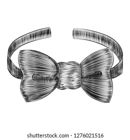 Bowtie elegant male accessory, Hand drawn engraving style, Vector Illustration.