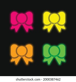 Bowtie four color glowing neon vector icon